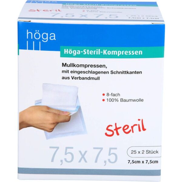 HÖGA-KOMPRESSEN 7,5x7,5 cm steril 8fach 50 St.