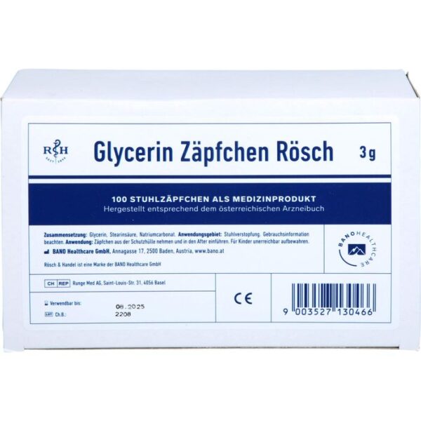 GLYCERIN ZÄPFCHEN Rösch 3 g gegen Verstopfung 100 St.