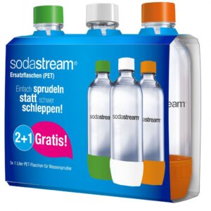 Sodastream Pet Flasche 3 x 1 L Tripack, weiß, grün, orange