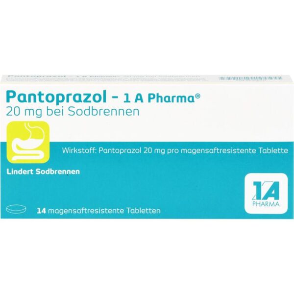 PANTOPRAZOL-1A Pharma 20mg bei Sodbrennen msr.Tab. 14 St.