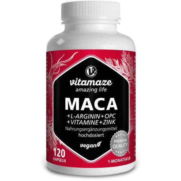 MACA 10:1 hochdosiert+L-Arginin+OPC+Vit.vegan Kps. 120 St.