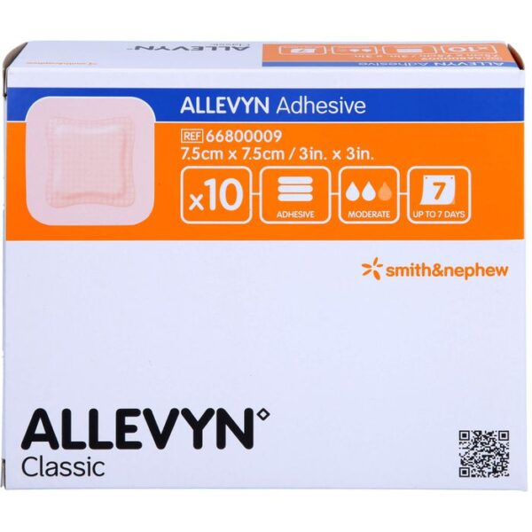 ALLEVYN Adhesive 7,5x7,5 cm haftende Wundauflage 10 St.