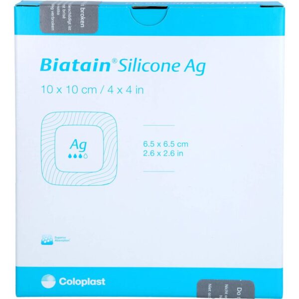 BIATAIN Silicone Ag Schaumverband 10x10 cm 5 St.