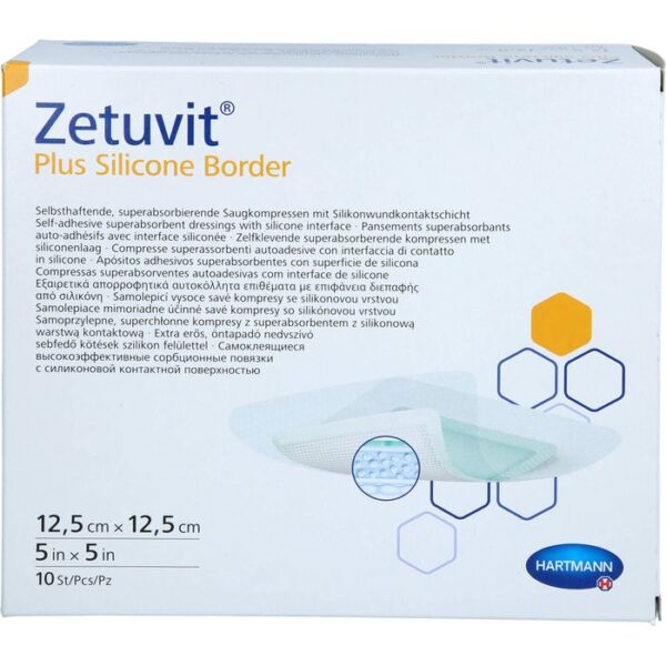 ZETUVIT Plus Silicone Border steril 12,5x12,5 cm 10 St.