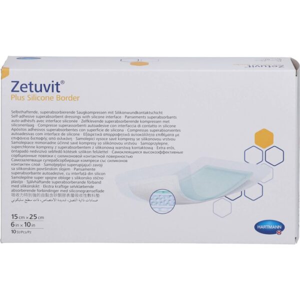 ZETUVIT Plus Silicone Border steril 15x25 cm 10 St.