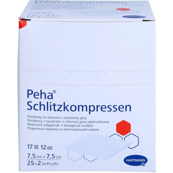 PEHA SCHLITZKOMPRESSEN 7,5x7,5 cm steril 50 St.