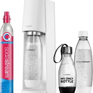 SodaStream Wassersprudler TERRA Vorteilspack mit CO2-Zylinder, 2x 1L spülmaschinenfeste Kunststoff-Flasche und 1x 0,5L spülmaschinenfeste Kunststoff-Flasche, Höhe 44cm, Weiß, 1012813490