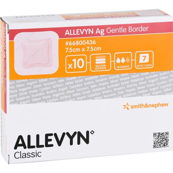 ALLEVYN Ag Gentle Border 7,5x7,5 cm Wundverband 10 St.