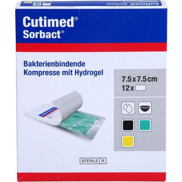 CUTIMED Sorbact Gel Kompressen 7,5x7,5 cm 12 St.