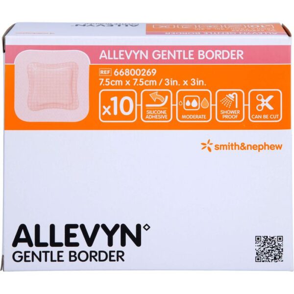 ALLEVYN Gentle Border 7,5x7,5 cm Schaumverb. 10 St.