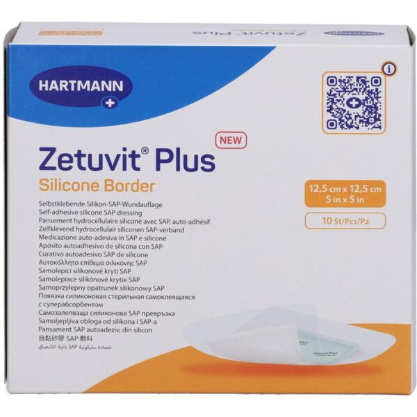 ZETUVIT Plus Silicone Border steril 12,5x12,5 cm 10 St.