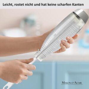 2er Set Maison d'Altair-Flaschenreinigungsbürste mit Nylonborsten & Antikratzbaumwollkopf Perfekt zur Einfachen Reinigung von Wasserflaschen. Reinigungbürste