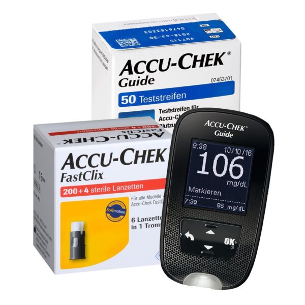 Accu-Chek® Guide mg/dL + Teststreifen + FastClix Lanzetten