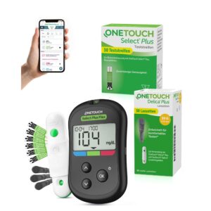 OneTouch Select Plus Flex® Diabetes Starter-Set mg/dl, 40 Teststreifen, 40 sterile Lanzetten, 1 Stechhilfe