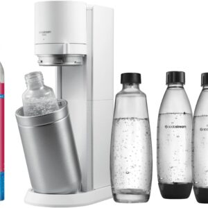 SodaStream Wassersprudler Duo mit CO2-Zylinder, 2X Glasflasche und 2X 1L spülmaschinenfeste Kunststoff-Flasche, Weiß, Höhe: 44 cm White