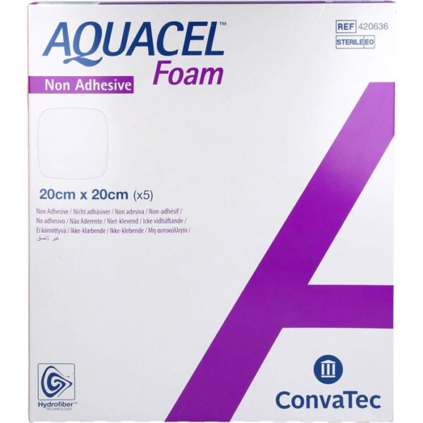 AQUACEL Foam nicht adhäsiv 20x20 cm Verband 5 St.