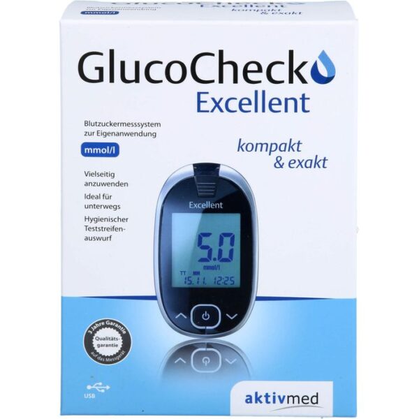 GLUCOCHECK Excellent Blutzuckermessger.Set mmol/l 1 St.