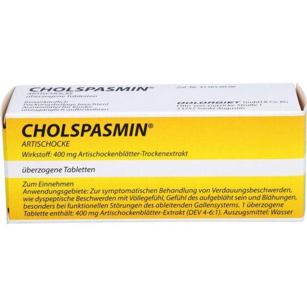 CHOLSPASMIN Artischocke überzogene Tabletten 30 St.