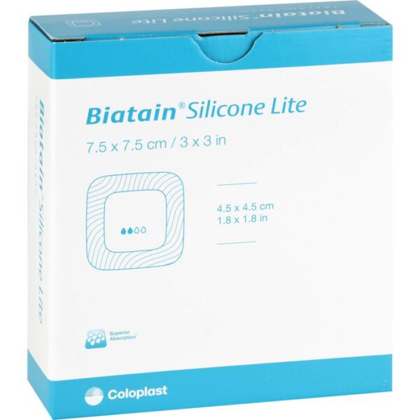 BIATAIN Silicone Lite Schaumverband 7,5x7,5 cm 10 St.