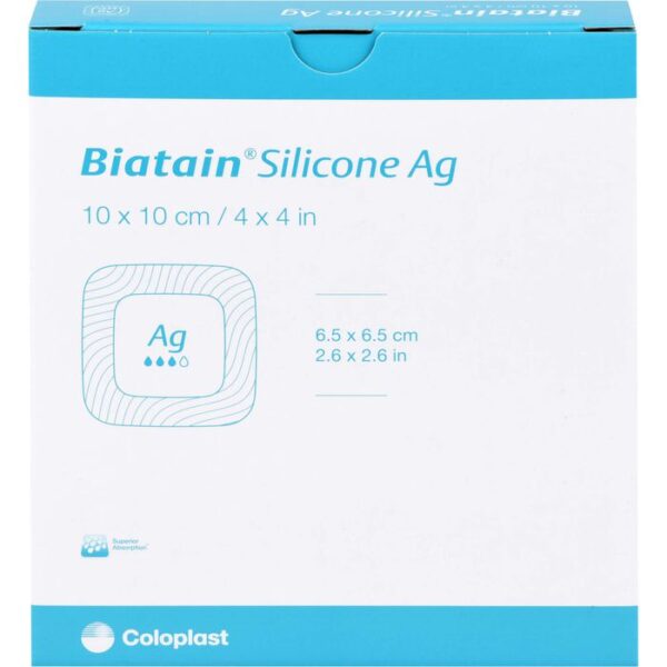 BIATAIN Silicone Ag Schaumverband 10x10 cm 5 St.