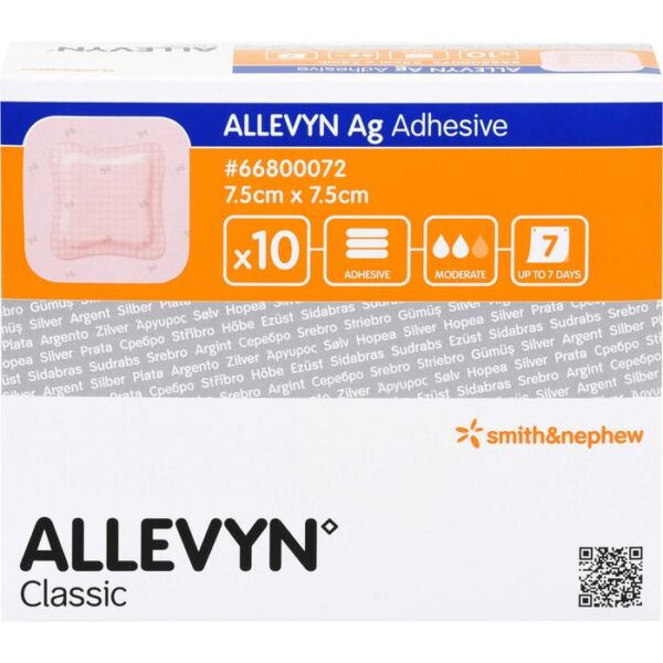 ALLEVYN Ag Adhesive 7,5x7,5 cm Wundverband 10 St.