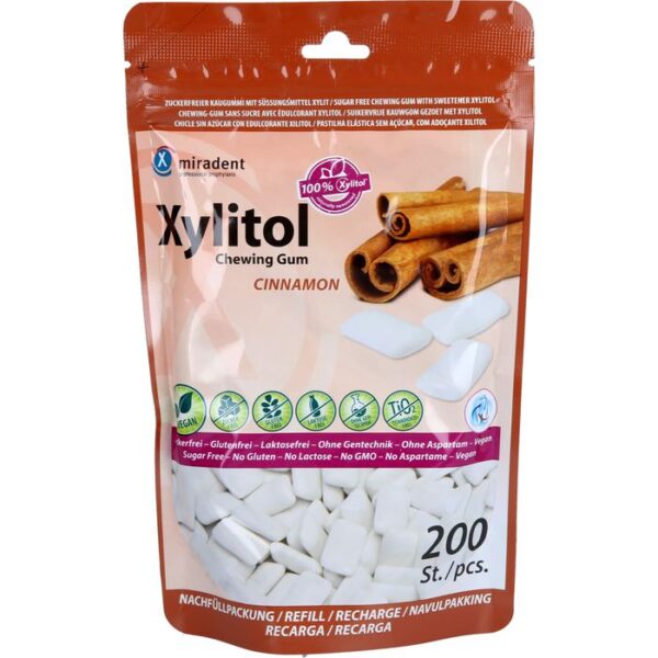 MIRADENT Xylitol Chewing Gum Zimt Refill 200 St.