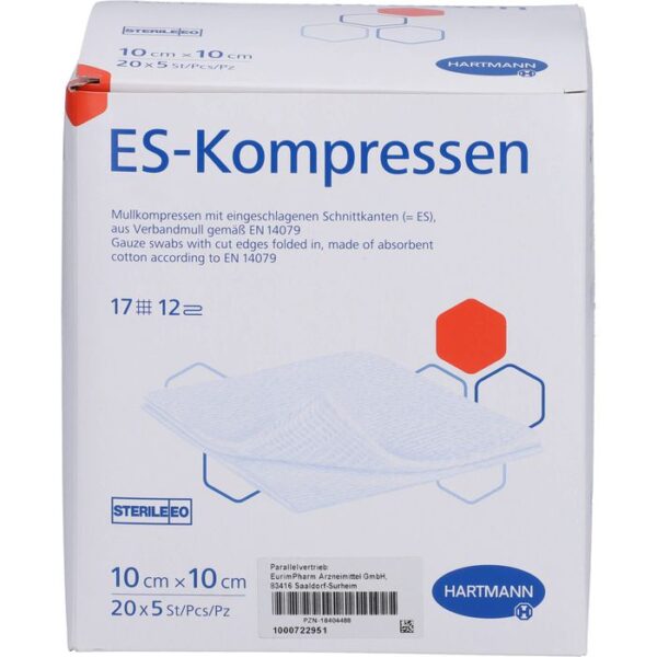 ES-KOMPRESSEN steril 10x10 cm 12fach Großpackung 100 St.