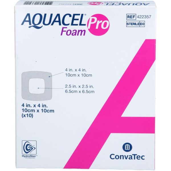 AQUACEL Foam Pro 10x10 cm Hydrofiber Schaumverband 10 St.