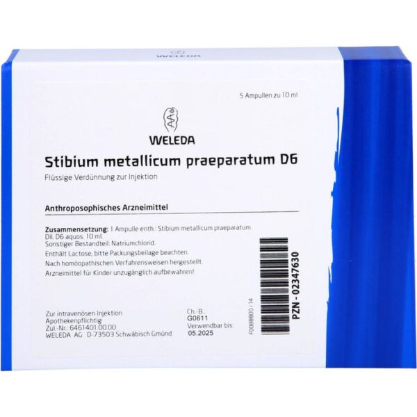 STIBIUM METALLICUM PRAEPARATUM D 6 Ampullen 50 ml