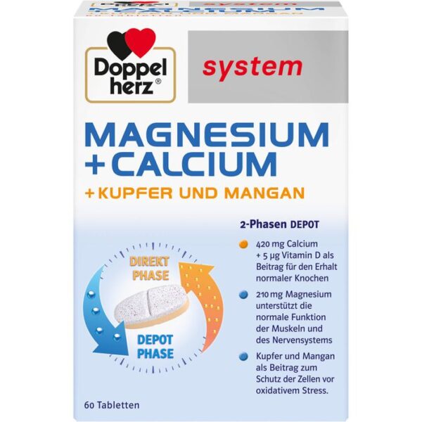 DOPPELHERZ Magnesium+Calc.+Kupfer+Mangan syst.Tab. 60 St.