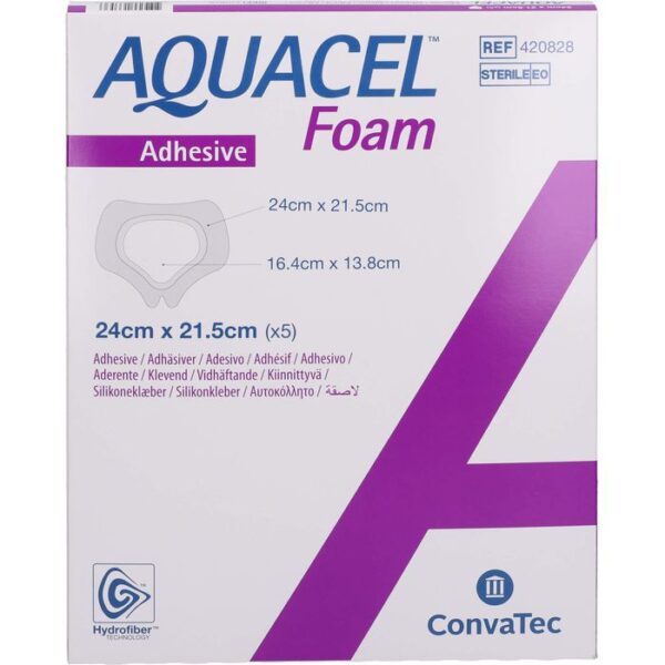 AQUACEL Foam adhäsiv Sakral 21,5x24 cm Verband 5 St.