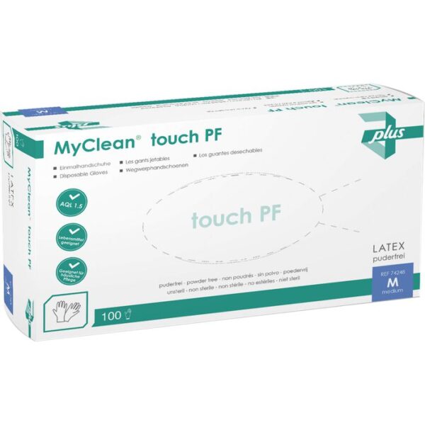 MYCLEAN touch PF Handsch.unsteril Latex Gr.M 100 St.