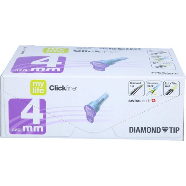 MYLIFE Clickfine Pen-Nadeln 4 mm Diamond Tip 100 St.