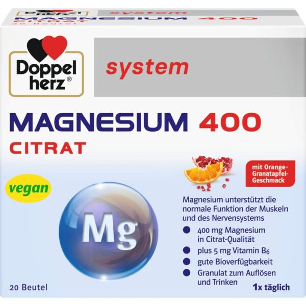 DOPPELHERZ Magnesium 400 Citrat system Granulat 20 St.